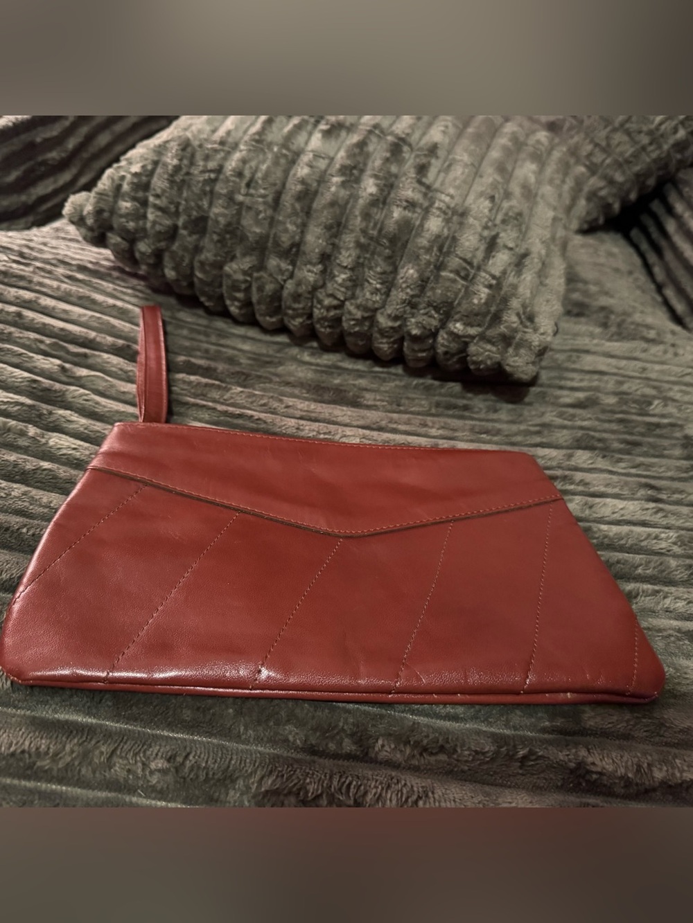Vintage 70s 80s Burgundy Patchwork Leather Clutch Bag - Made in Brazil